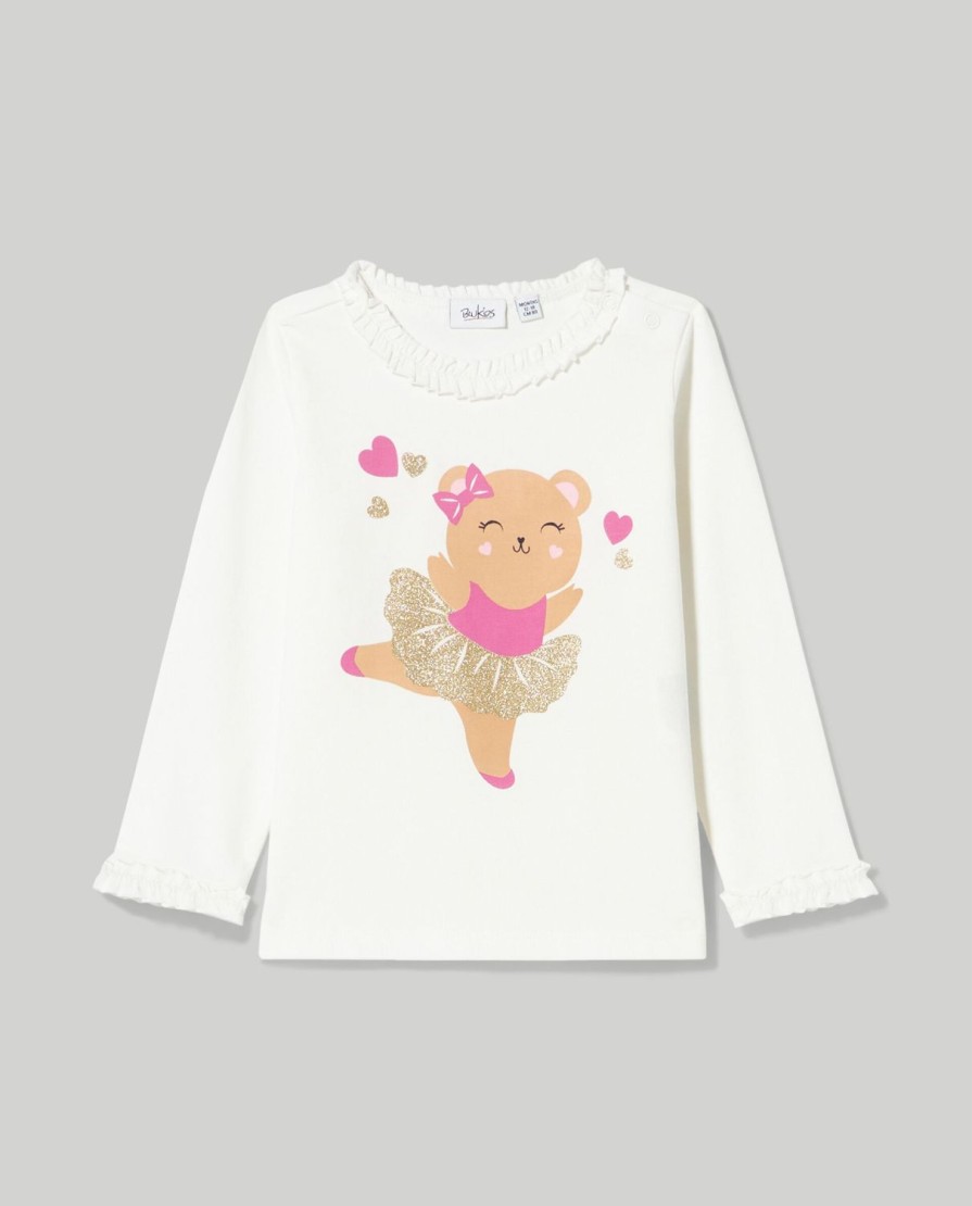 Neonata 9-36 Mesi Blukids Magliette | T-Shirt In Cotone Elasticizzato Con Rouches Neonata