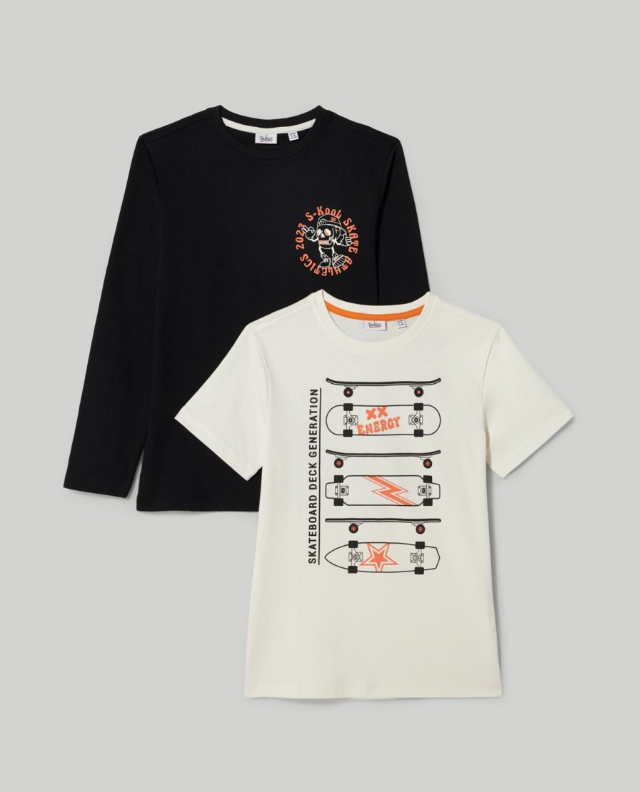 Ragazzi Blukids Magliette | Pack 2 T-Shirt In Puro Cotone Ragazzo