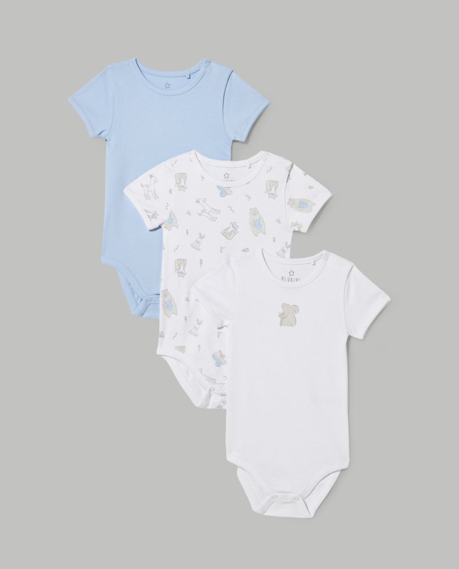 Nascita Blukids Body | Pack 3 Body In Puro Cotone A Maniche Corte Neonato