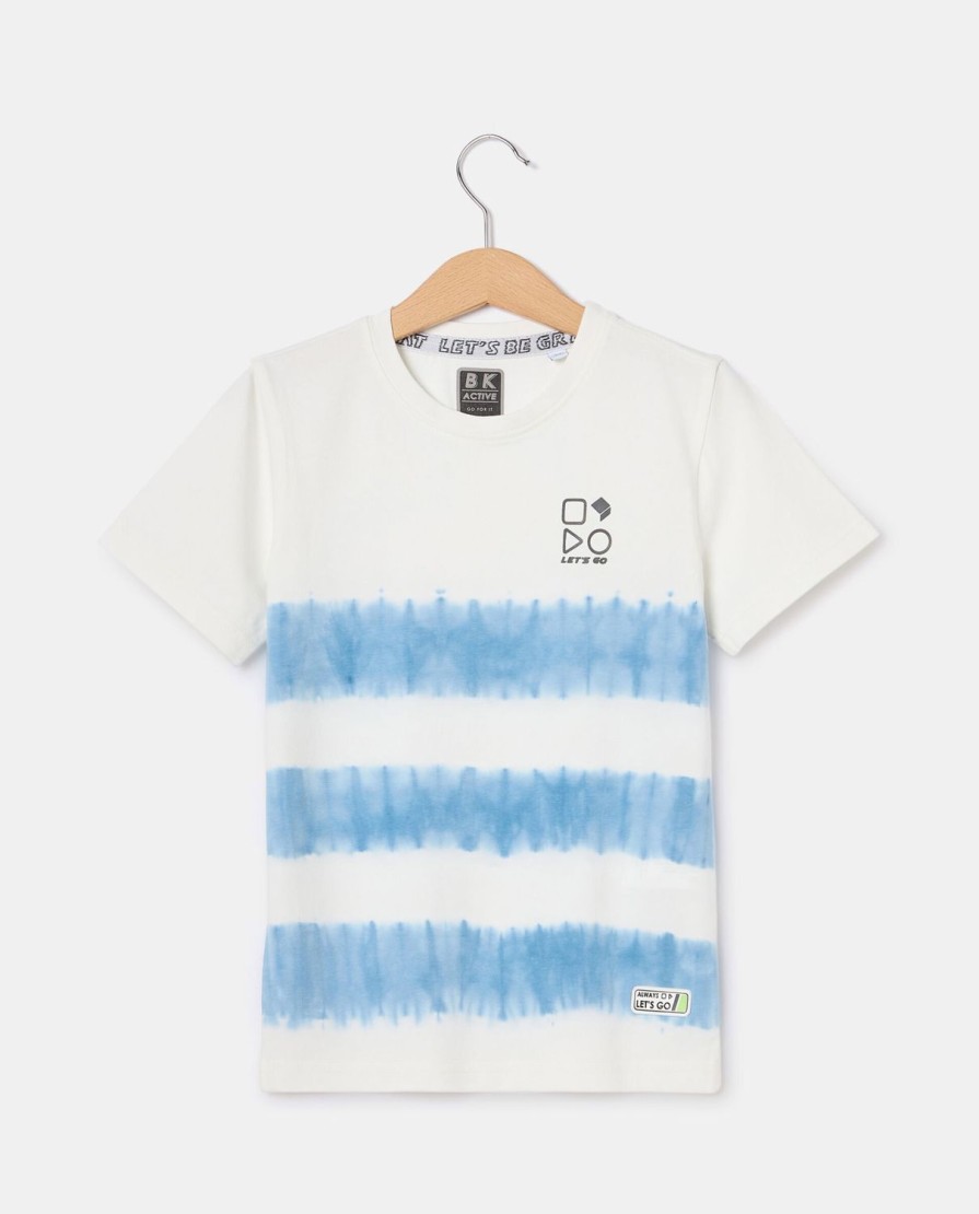 Bambini Blukids Magliette | T-Shirt Con Dettagli Tie-Dye In Cotone Elasticizzato Bambino