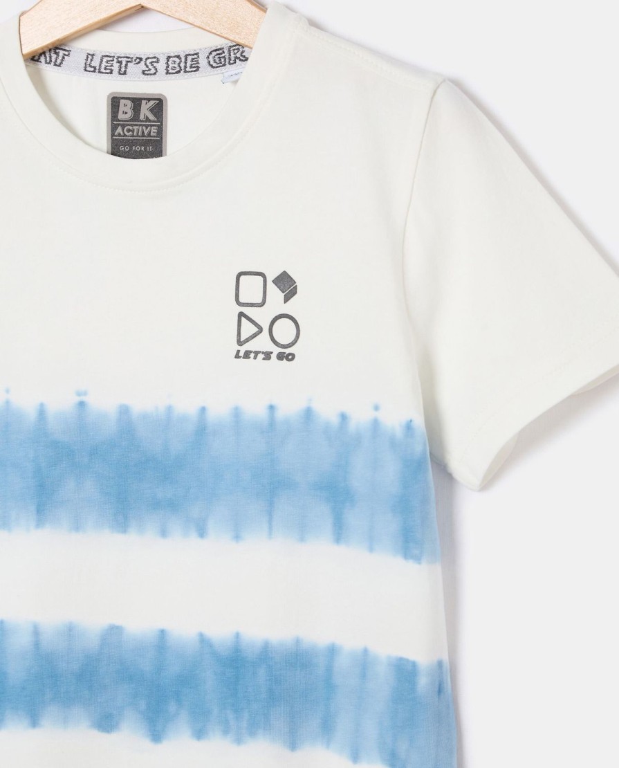 Bambini Blukids Magliette | T-Shirt Con Dettagli Tie-Dye In Cotone Elasticizzato Bambino