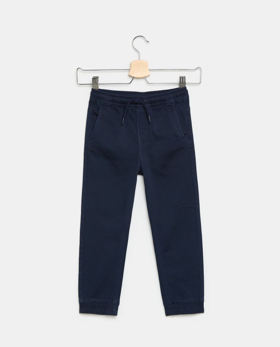 Bambini Blukids Jeans E Pantaloni | Pantaloni Jogger Tinta Unita Con Coulisse In Cotone Elasticizzato Bambino