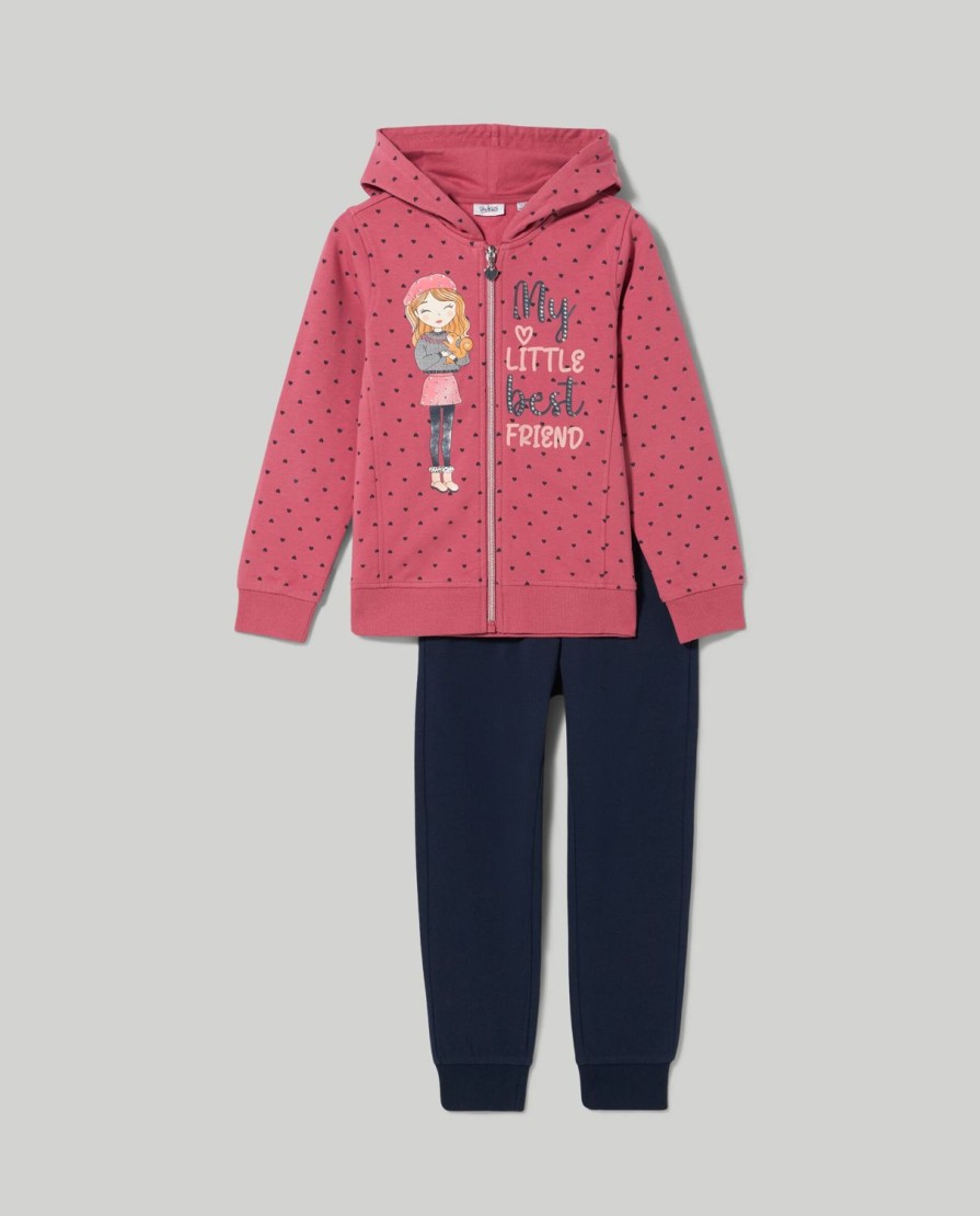 Bambini Blukids Set Bambina | Jogging Set In Felpa Di Cotone Stretch Bambina