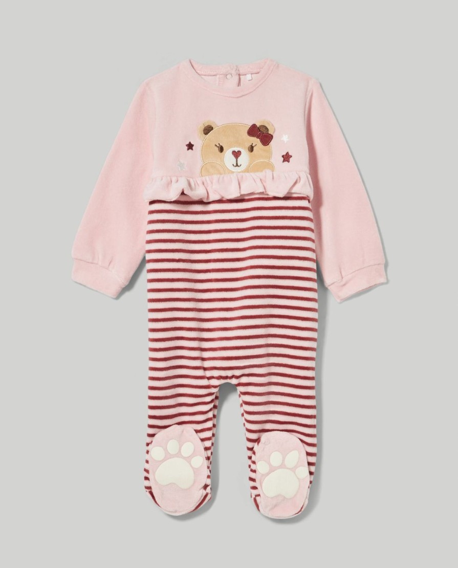 Nascita Blukids Tutine | Tutina In Velour Con Rouches Neonata