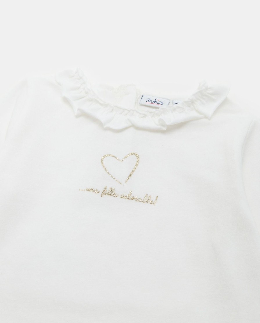 Neonata 9-36 Mesi Blukids Magliette | T-Shirt Con Volant Sul Collo In Cotone Elasticizzato Neonata