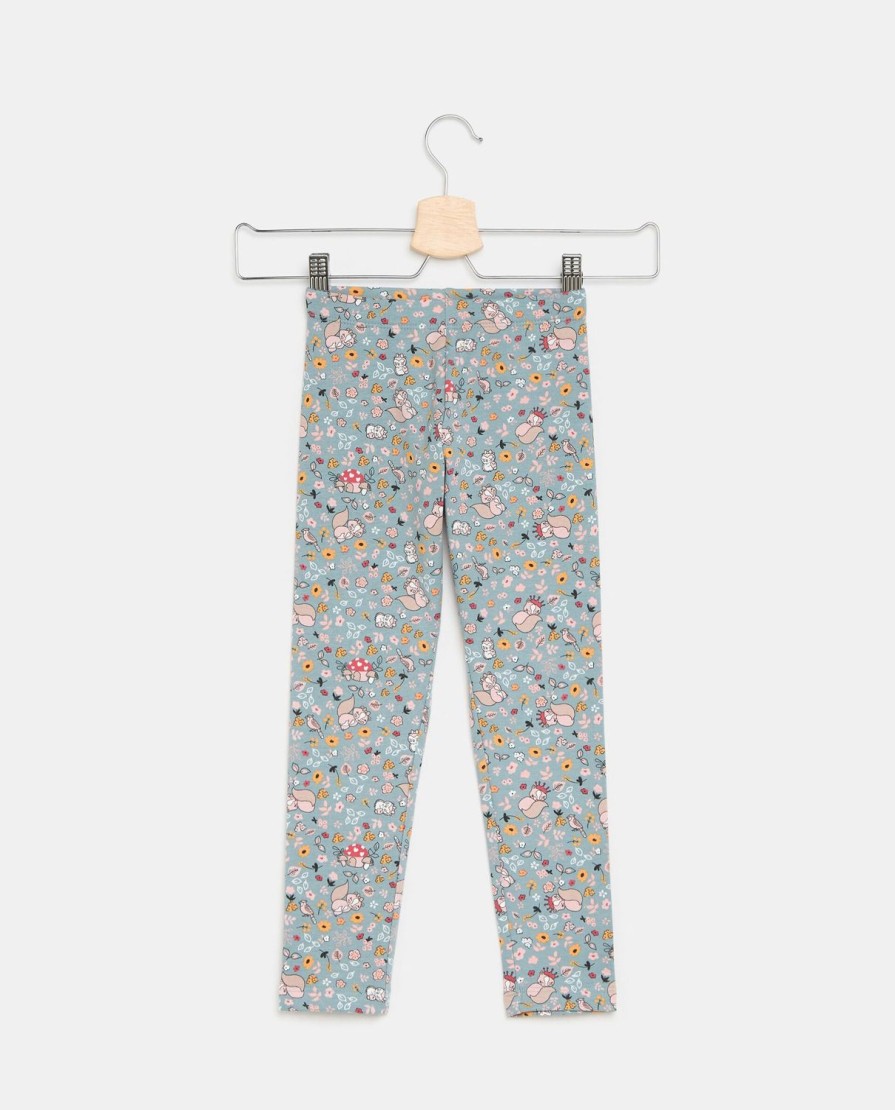 Bambini Blukids Leggings | Leggings Stampati In Cotone Garzato Elasticizzato Bambina