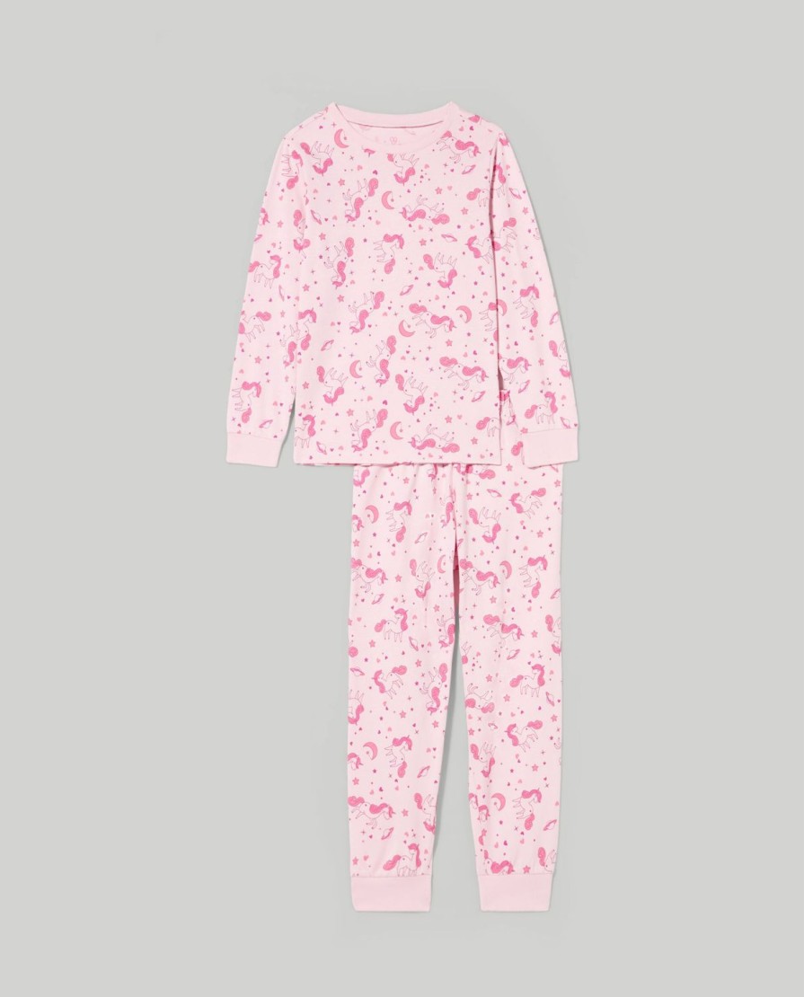 Bambini Blukids Pigiami | Pigiama Lungo In Puro Cotone Con Stampa Bambina