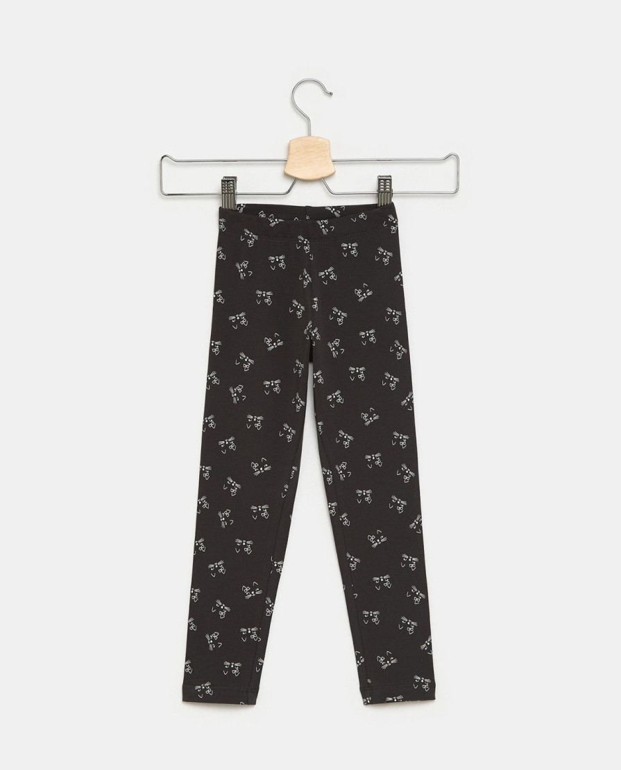 Bambini Blukids Jeans E Pantaloni | Leggings A Fantasia In Cotone Elasticizzato Bambina