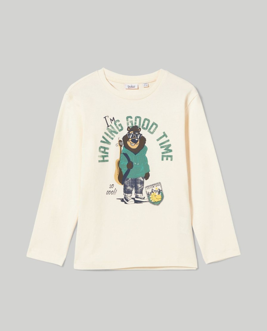 Bambini Blukids Magliette | T-Shirt In Puro Cotone Con Stampa Bambino