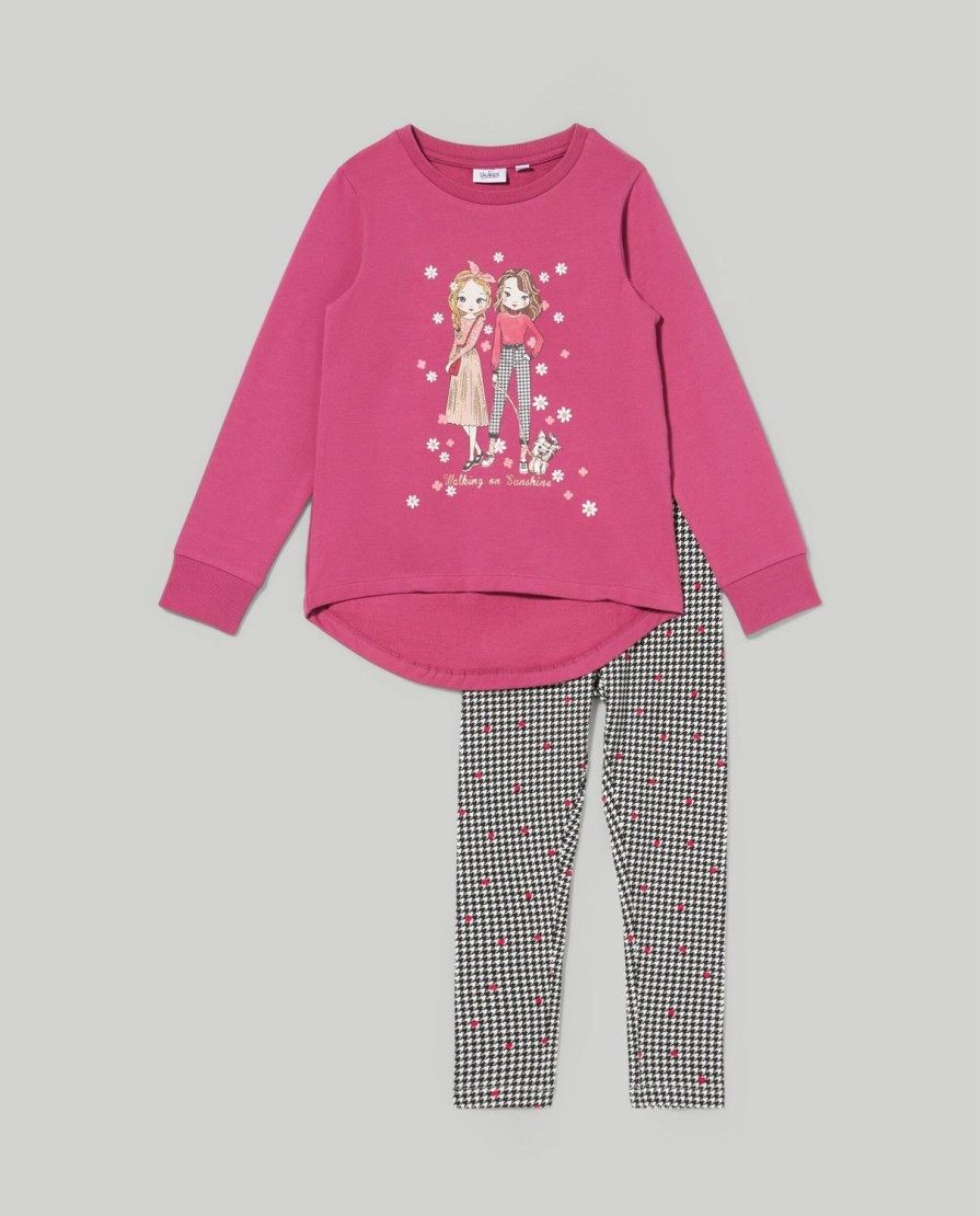 Bambini Blukids Set Bambina | Jogging Set In Cotone Elasticizzato Bambina