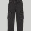 Bambini Blukids Jeans E Pantaloni | Denim Cargo In Denim Stretch Bambino