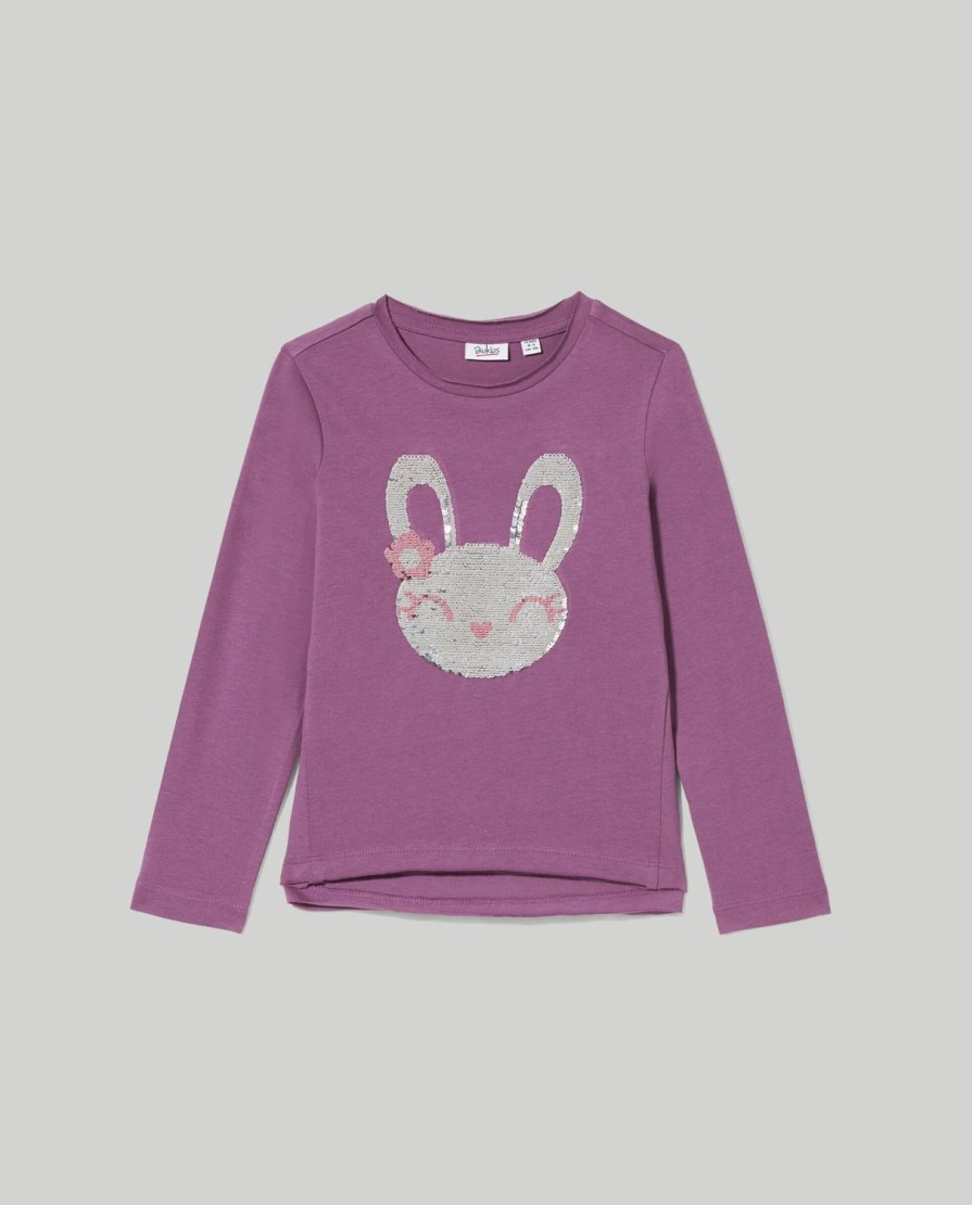 Bambini Blukids Magliette | T-Shirt In Puro Cotone Con Paillettes Bambina