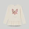 Bambini Blukids Magliette | T-Shirt In Puro Cotone Con Balza Bambina