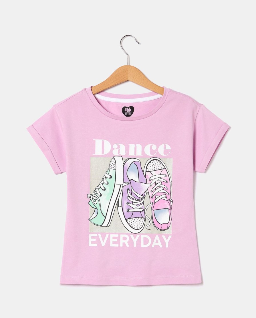 Ragazzi Blukids Magliette | T-Shirt Girocollo Con Stampa In Cotone Elasticizzato Ragazza