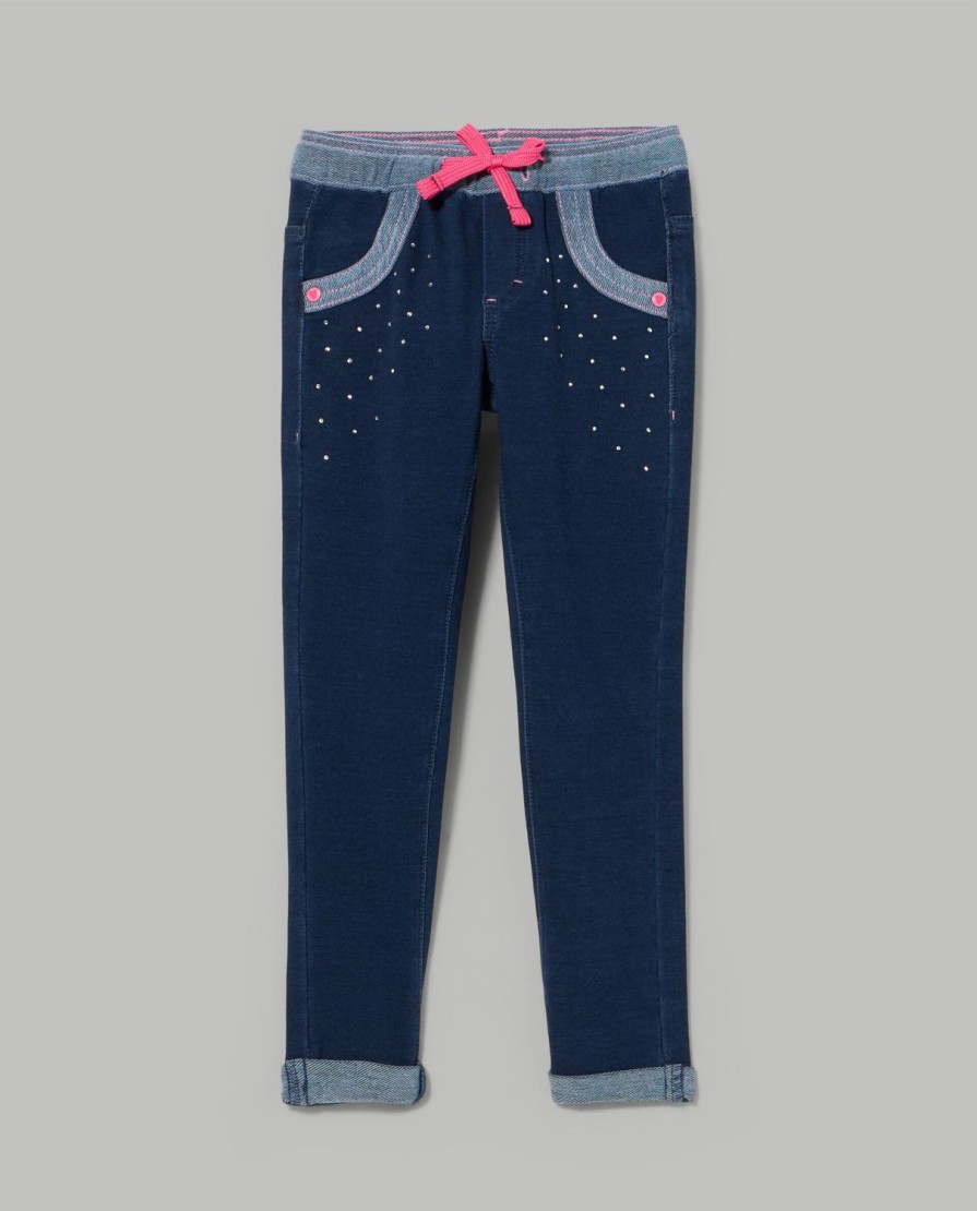 Bambini Blukids Jeans E Pantaloni | Treggings In Felpa Denim Bambina