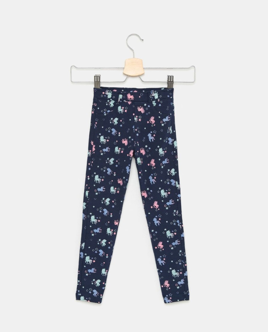 Bambini Blukids Jeans E Pantaloni | Pantaloni A Fantasia In Cotone Elasticizzato Bambina