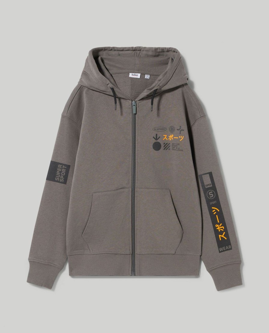 Ragazzi Blukids Felpe | Felpa Full Zip Con Cappuccio Ragazzo