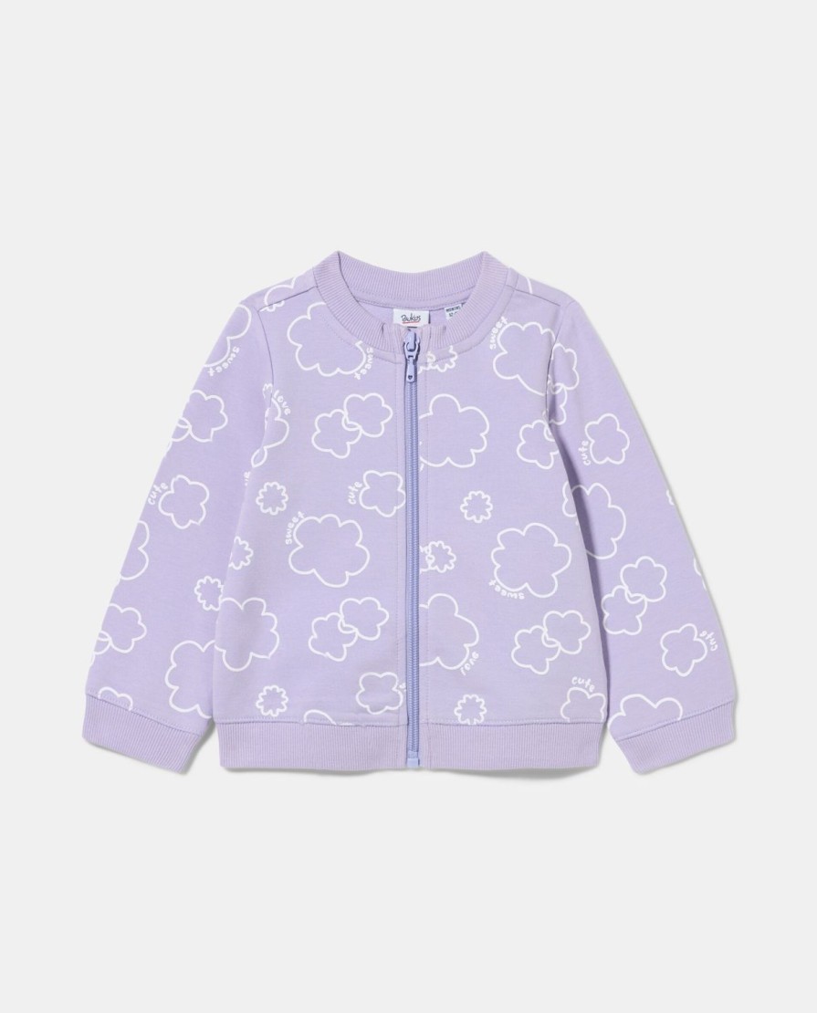 Neonata 9-36 Mesi Blukids Maglioncini | Cardigan Con Zip In Felpa Di Cotone Neonata