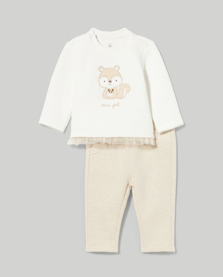 Neonata 9-36 Mesi Blukids Completini | Jogging Set Con Maglia In Matelasse Neonata