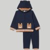 Neonato 9-36 Mesi Blukids Completini | Jogging Set In Felpa Di Puro Cotone Con Applicazioni 3D Neonato