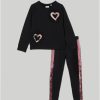 Bambini Blukids Set Bambina | Jogging Set In Felpa Garzata Elasticizzata Con Paillettes Bambina