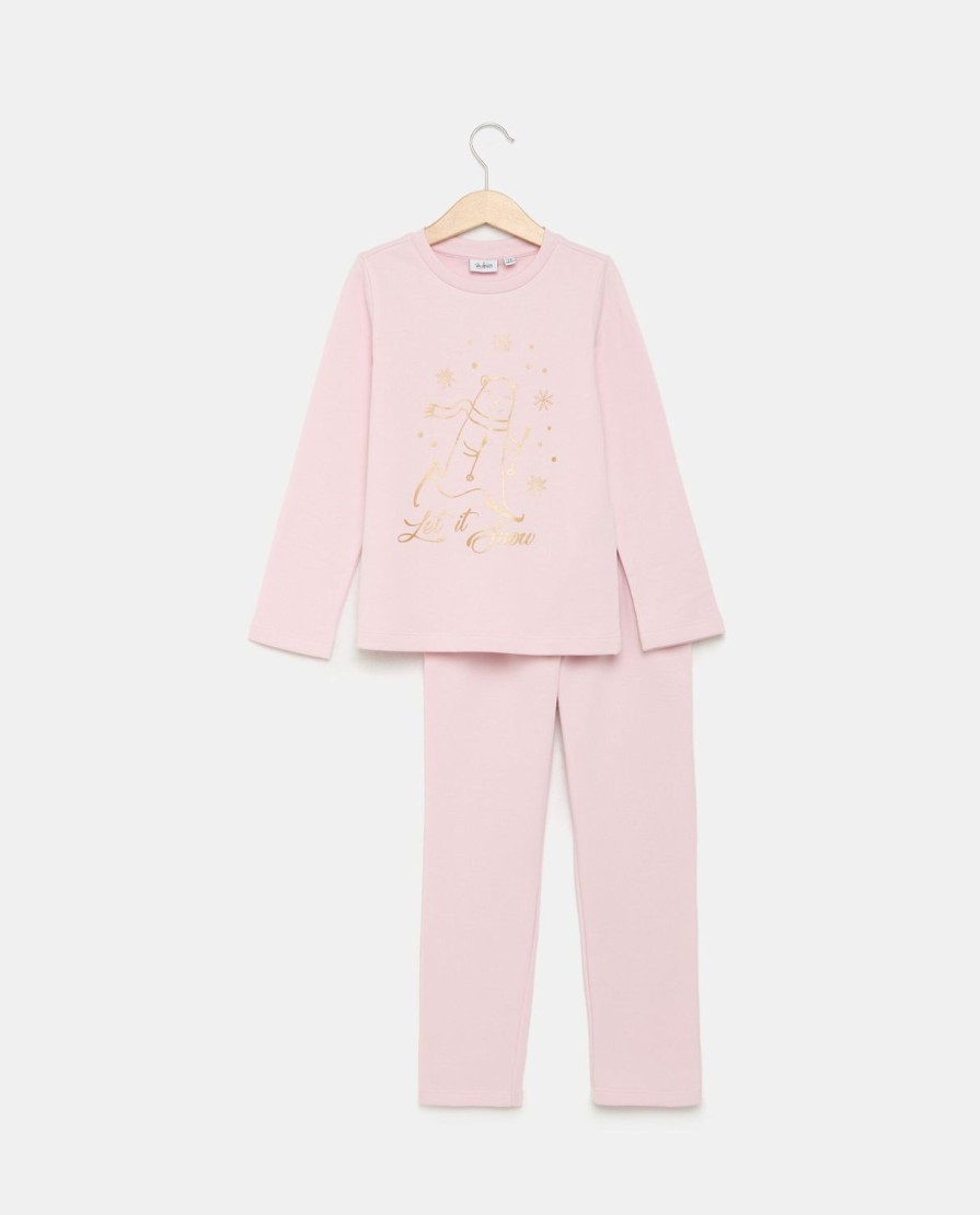 Bambini Blukids Pigiami | Pigiama In Felpa Di Puro Cotone Con Stampa Foil Bambina