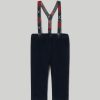 Neonato 9-36 Mesi Blukids Pantaloni E Jeans | Pantaloni In Costina Di Velluto Con Bretelle