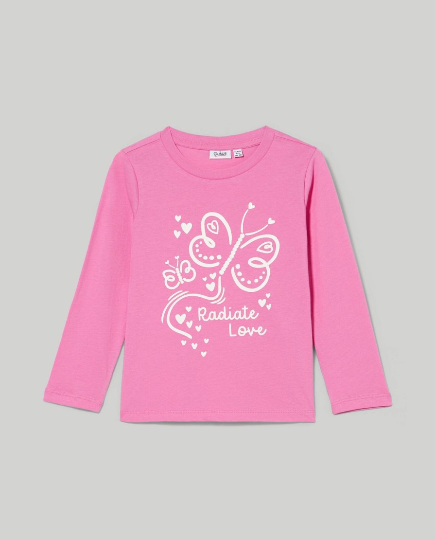 Bambini Blukids Magliette | T-Shirt A Maniche Lunghe In Puro Cotone Bambina