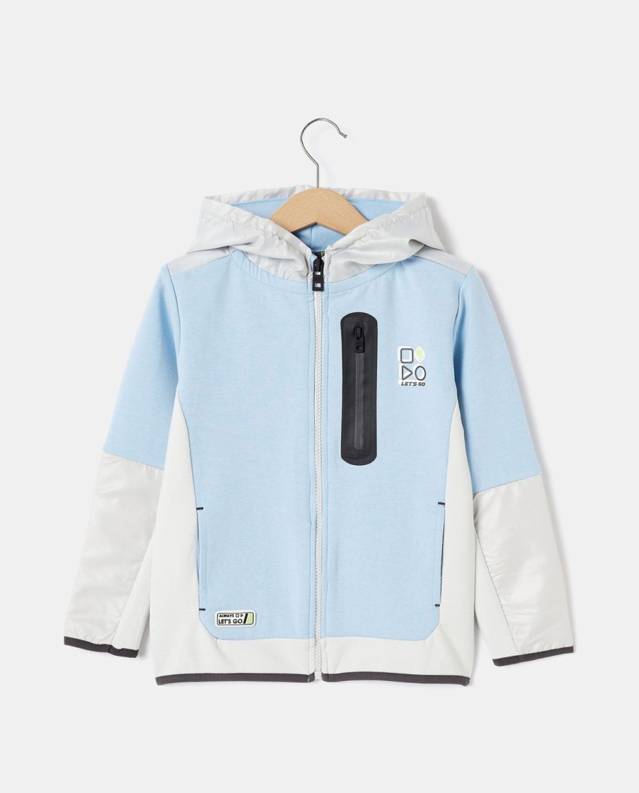 Bambini Blukids Felpe | Felpa Con Zip E Cappuccio In Misto Cotone Bambino