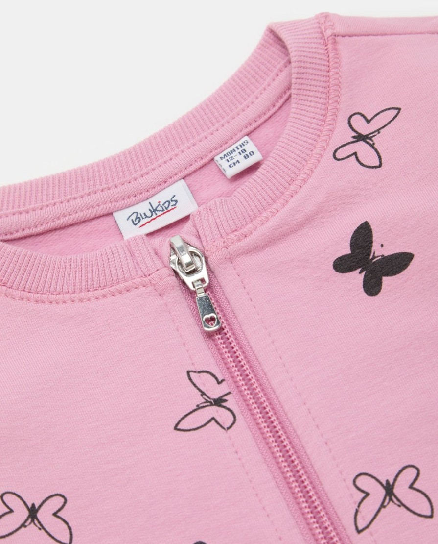 Neonata 9-36 Mesi Blukids Maglioncini | Felpa Girocollo Full Zip In Cotone Elasticizzato Neonata