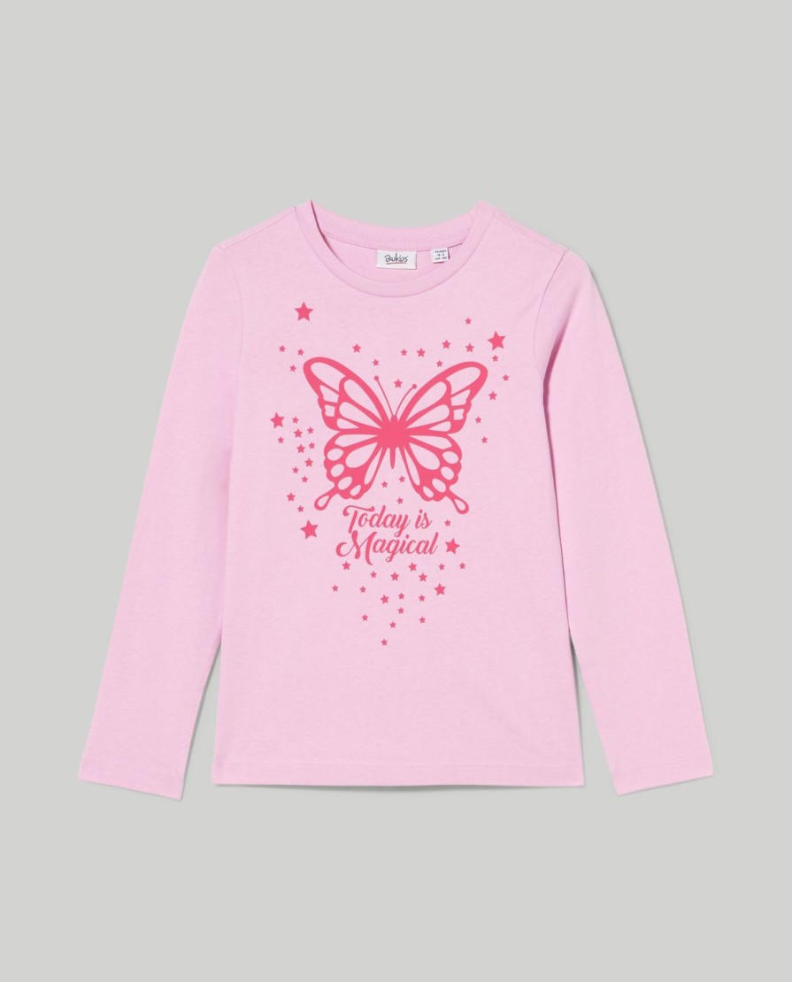 Bambini Blukids Magliette | T-Shirt A Maniche Lunghe In Puro Cotone Bambina