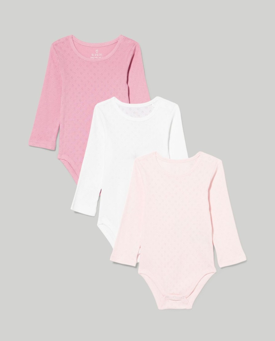 Nascita Blukids Body | Pack 3 Body In Puro Cotone Lavorato Neonata