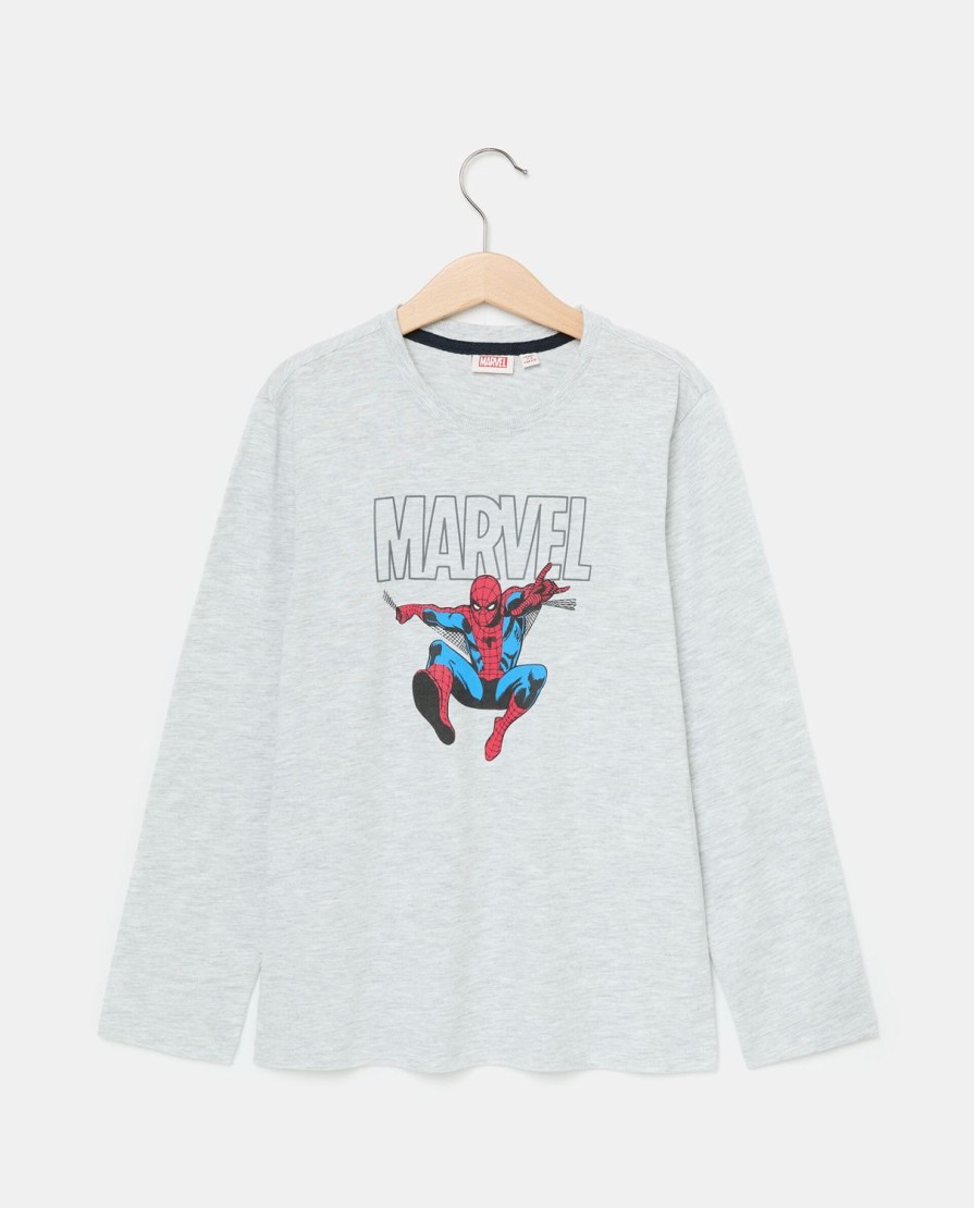 Bambini Blukids Magliette | Maglietta Girocollo Con Stampa Marvel In Puro Cotone Bambino