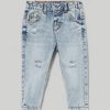 Neonato 9-36 Mesi Blukids Pantaloni E Jeans | Denim Bleached Con Vita Elasticizzata Neonato