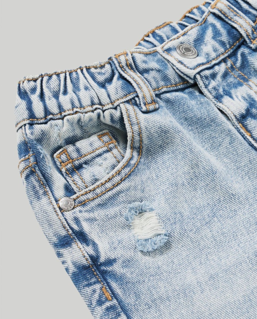 Neonato 9-36 Mesi Blukids Pantaloni E Jeans | Denim Bleached Con Vita Elasticizzata Neonato