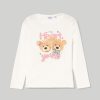 Bambini Blukids Magliette | T-Shirt Lunga In Puro Cotone Con Stampa Glitter Bambina