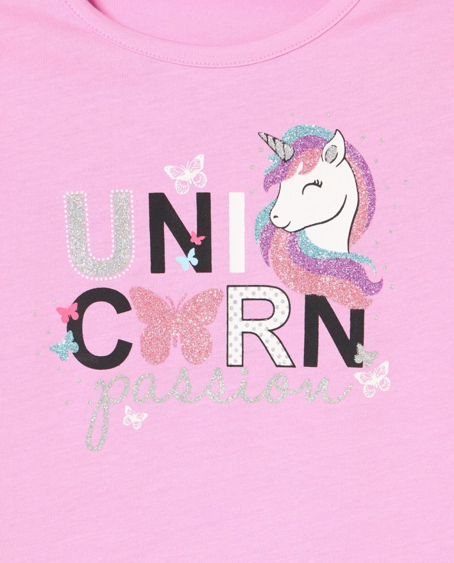 Bambini Blukids Magliette | T-Shirt In Puro Cotone Con Stampa Glitter Bambina