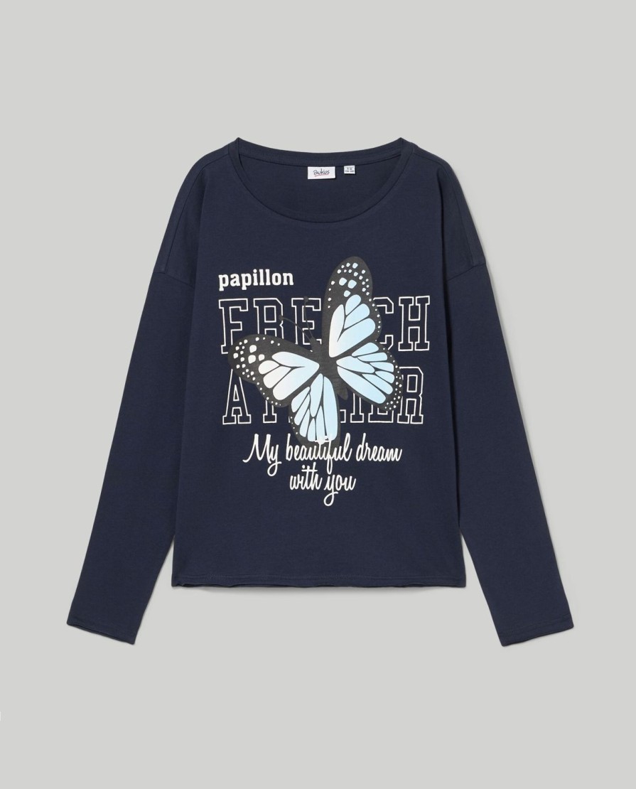 Ragazzi Blukids Magliette | T-Shirt In Puro Cotone Con Stampa Ragazza