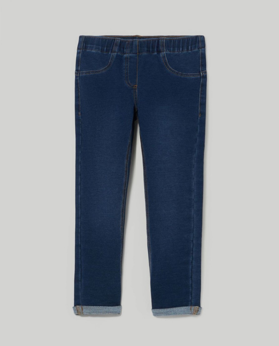 Bambini Blukids Jeans E Pantaloni | Treggings In Felpa Denim Bambina