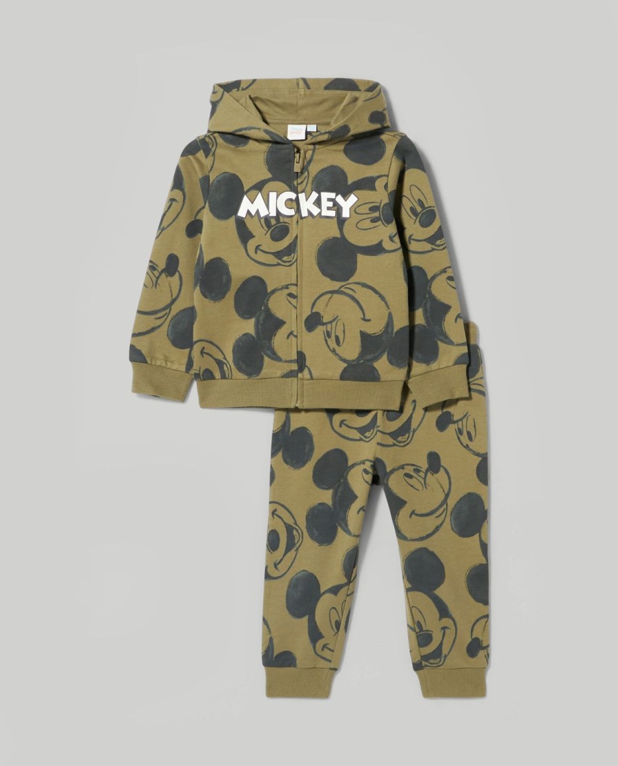 Neonato 9-36 Mesi Blukids Completini | Jogging Set Mickey Mouse In Felpa Di Puro Cotone Neonato