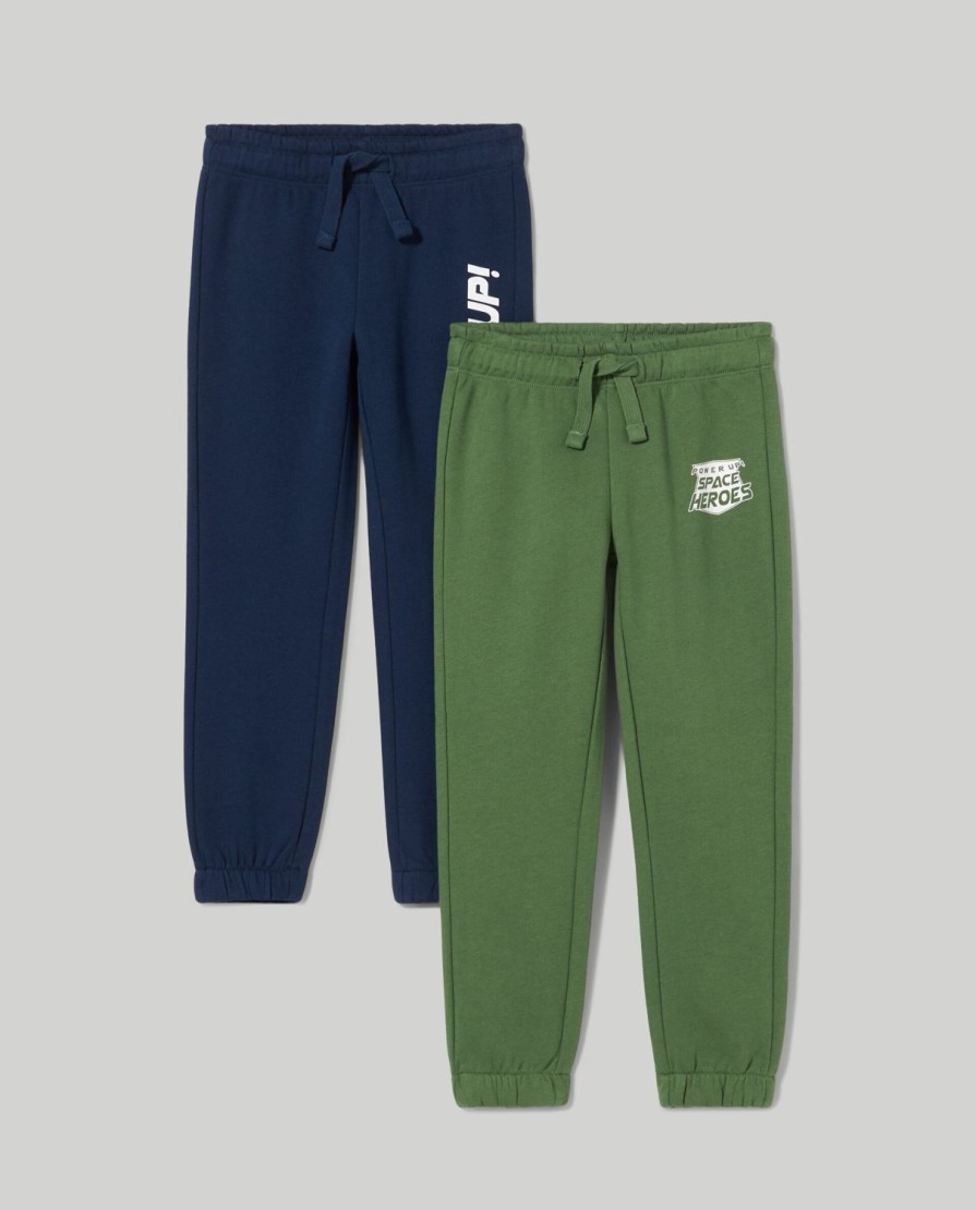 Bambini Blukids Jeans E Pantaloni | Pack 2 Joggers In Puro Cotone Bambino