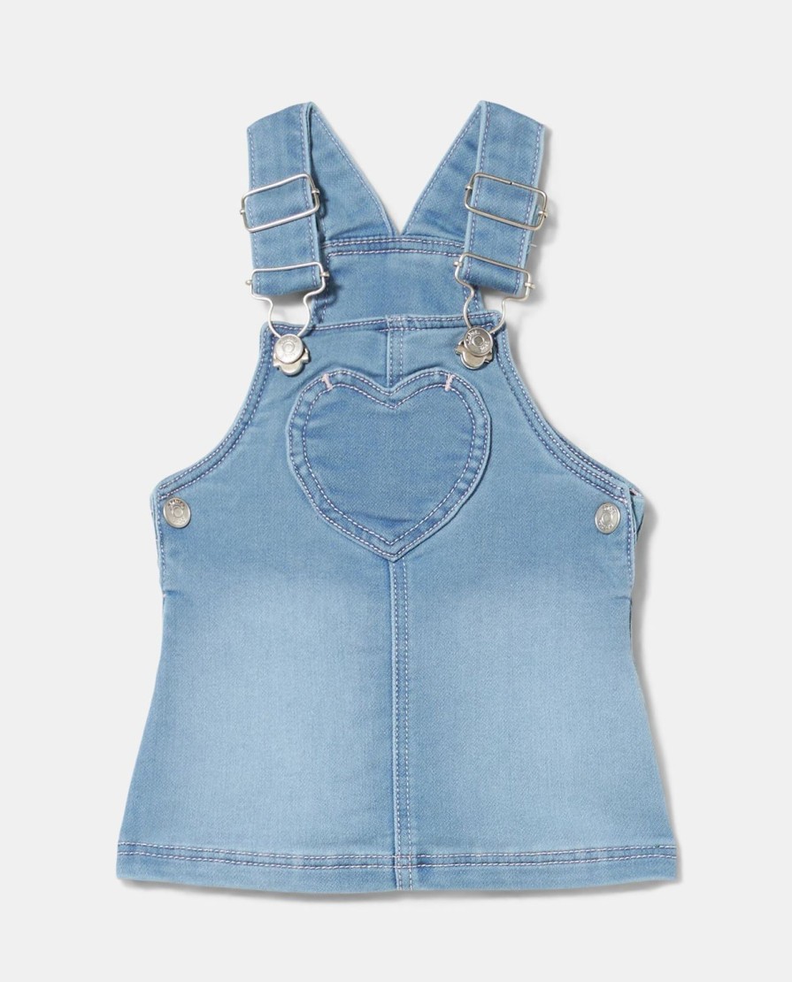 Neonata 9-36 Mesi Blukids Vestitini | Salopette In Denim Di Felpa Neonata