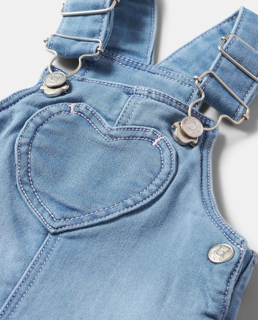 Neonata 9-36 Mesi Blukids Vestitini | Salopette In Denim Di Felpa Neonata