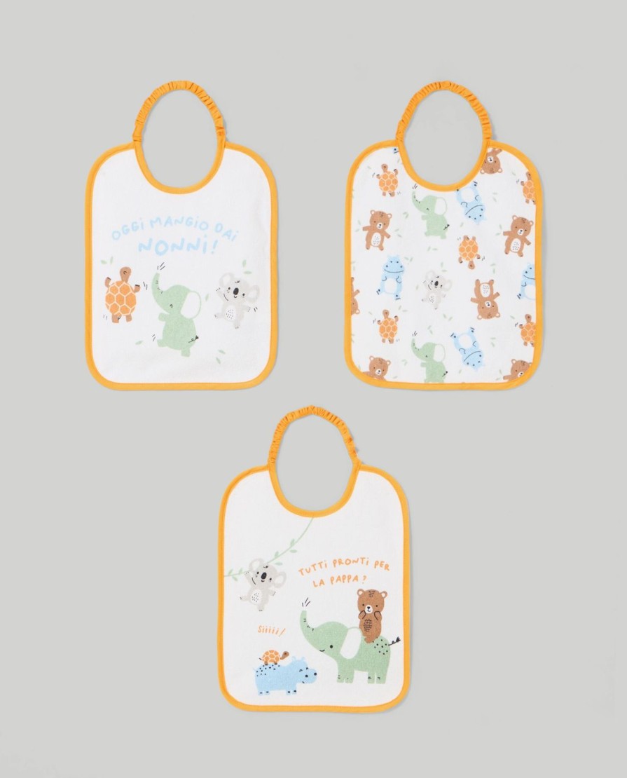 Nascita Blukids Accessori | Pack 3 Bavaglini In Spugna Di Cotone