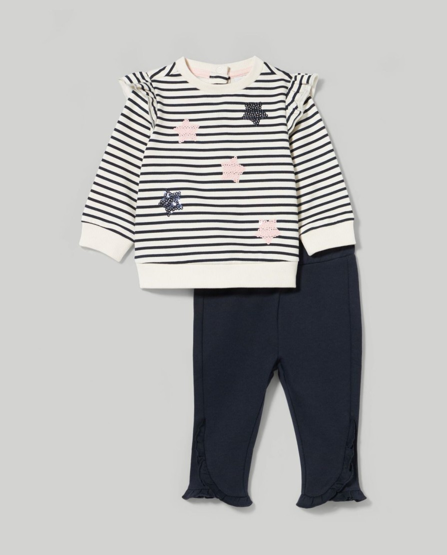 Neonata 9-36 Mesi Blukids Completini | Jogging Set In Felpa Di Puro Cotone Neonata