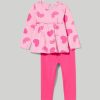 Neonata 9-36 Mesi Blukids Completini | Jogging Set In Cotone Con Rouches Neonata