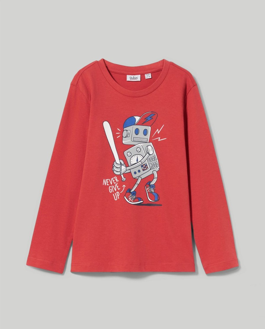 Bambini Blukids Magliette | T-Shirt Girocollo In Puro Cotone Bambino