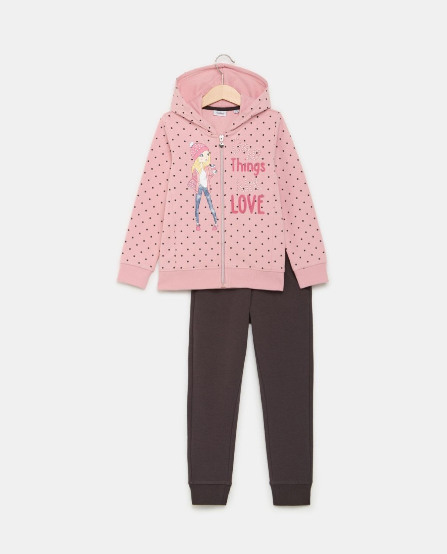 Bambini Blukids Set Bambina | Jogging Set In Felpa Di Cotone Elasticizzato Bambina