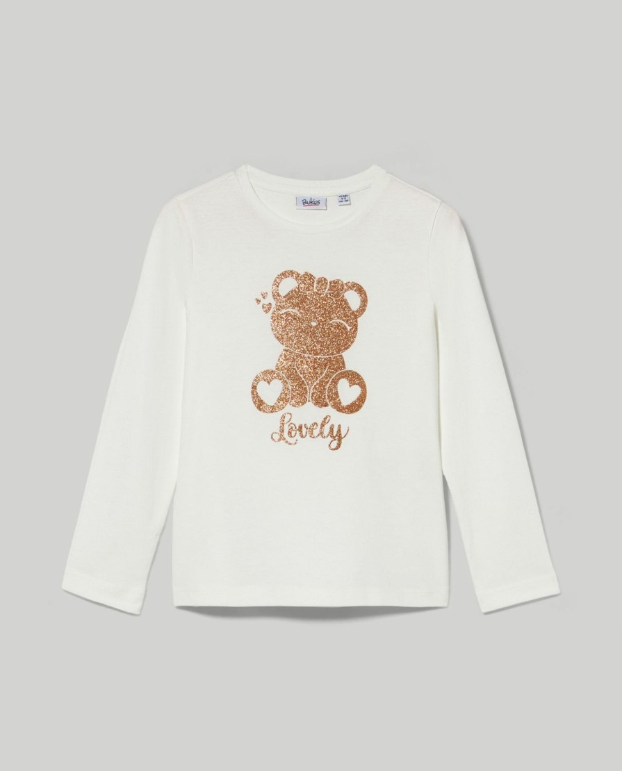 Bambini Blukids Magliette | T-Shirt In Puro Cotone Con Stampa Glitter Bambina