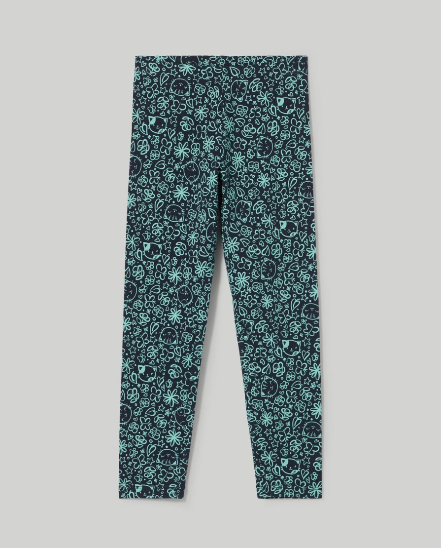 Bambini Blukids Leggings | Leggings In Cotone Elasticizzato Stampati Bambina